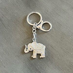 Silver Aurora Borealis Rhinestone Elephant Keychain Key Ring Bag Charm Alabama